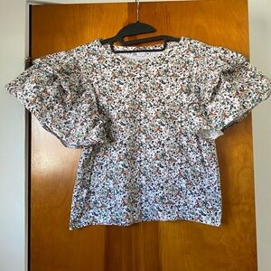 Zara Multicolor Floral Puff Sleeve Blouse